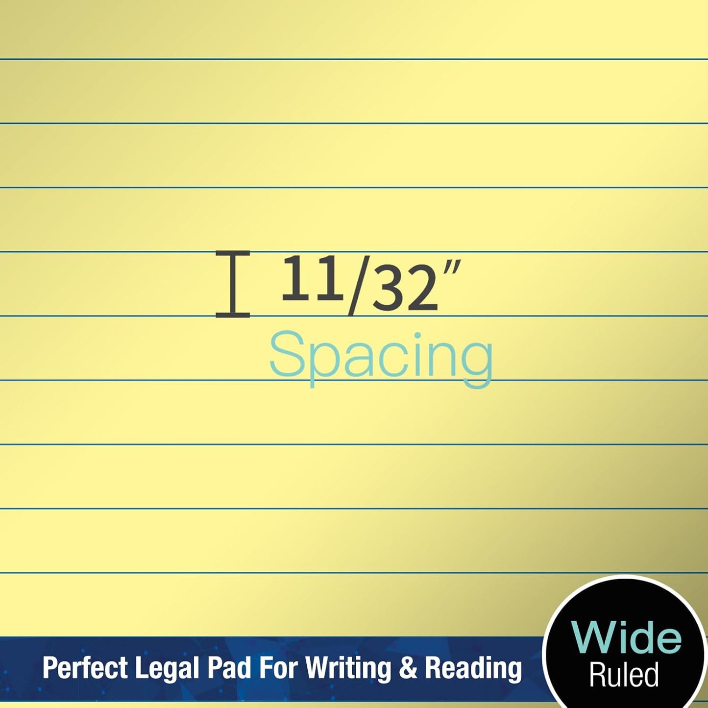 Woodlake Legal Pads 8.5 "x 14" – 6‑Pack, Wide Ruled, Premium Yellow Paper Pad No ink Bleed, Micro‑Perforated Writing Pads,50 Sheets, Legal Size Note pads for School, Office & Home, Made in USA