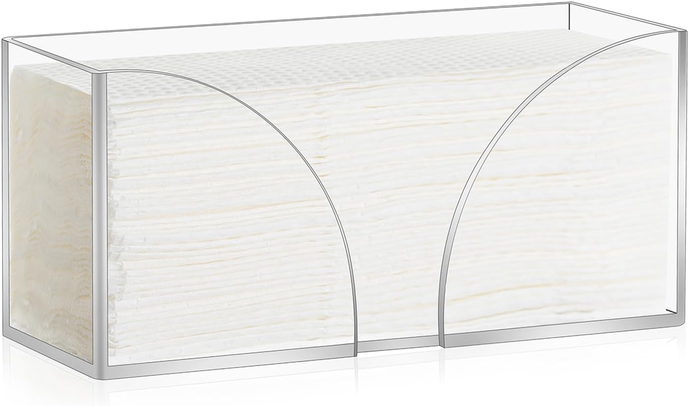 1PCS Paper Towel Holder, Acrylic, Clear, Minimalist, Countertop, Bathroom, Kitchen, Napkin Holder, Z-fold, C-fold, MultiFold Trifold
