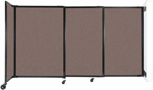 Wall-Mounted Sliding StraightWall Room Divider | Adjustable Widths | Locking Wheels | Room Separator | Up to 7'2" Wide x 4' Tall Latte Fabric Panels