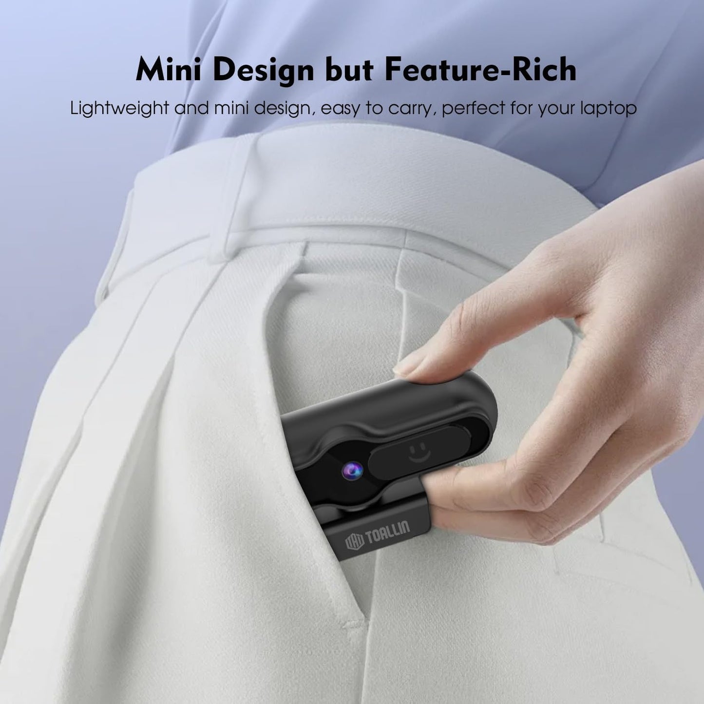 TOALLIN 4K Webcam for PC, 1/2.5" Sensor & 12MP, 1080P & 60FPS, PDAF Auto-Focus, Built-in Microphone and Sliding Privacy Cover, USB Web Camera for Gaming, Conferencing, Streaming and Video Calls