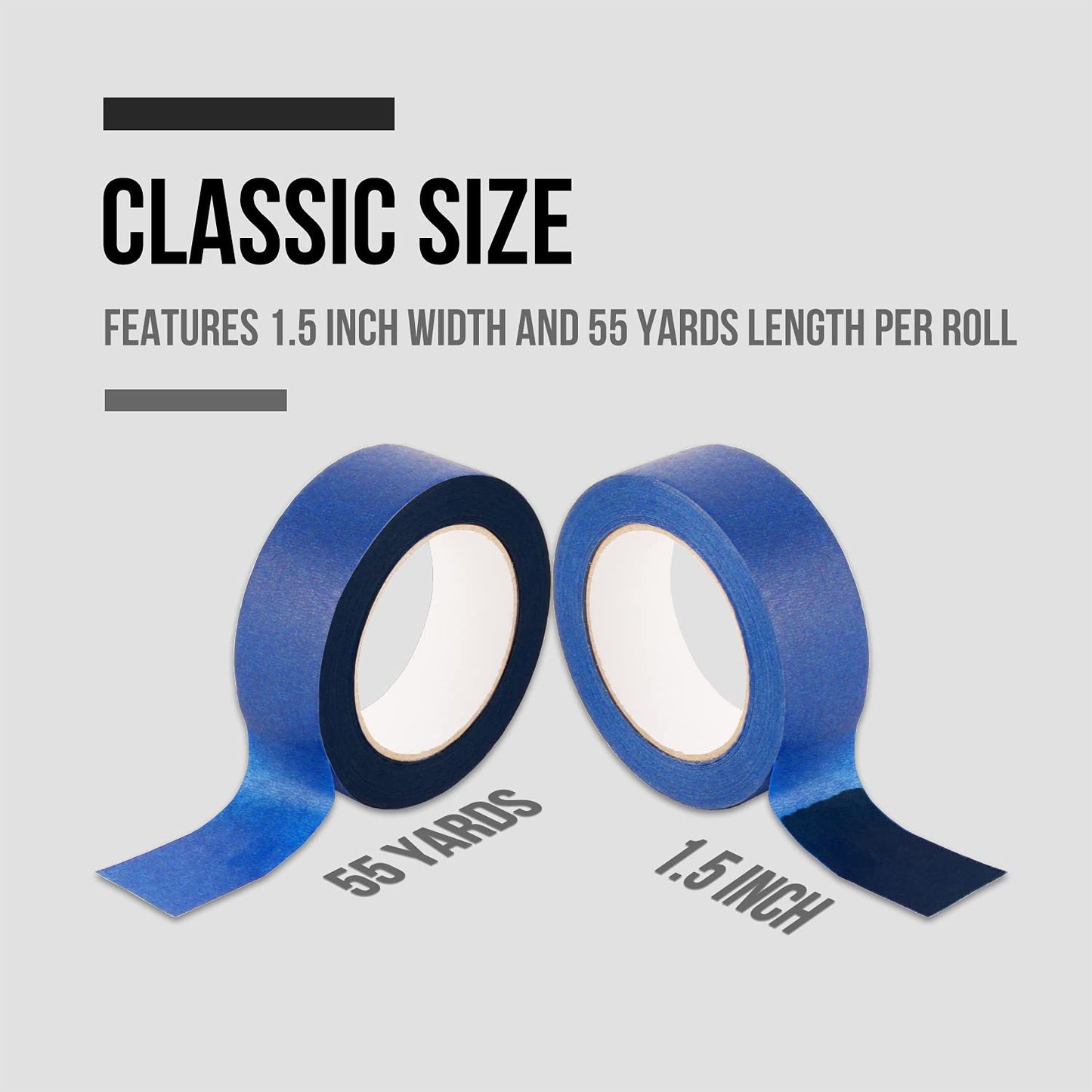 Lichamp Painters Tape Wide 1.5 inches, Masking Blue Painters Tape Bulk Pack, 6 Rolls x 1.5 inches x 55 Yards (330 Total Yards)