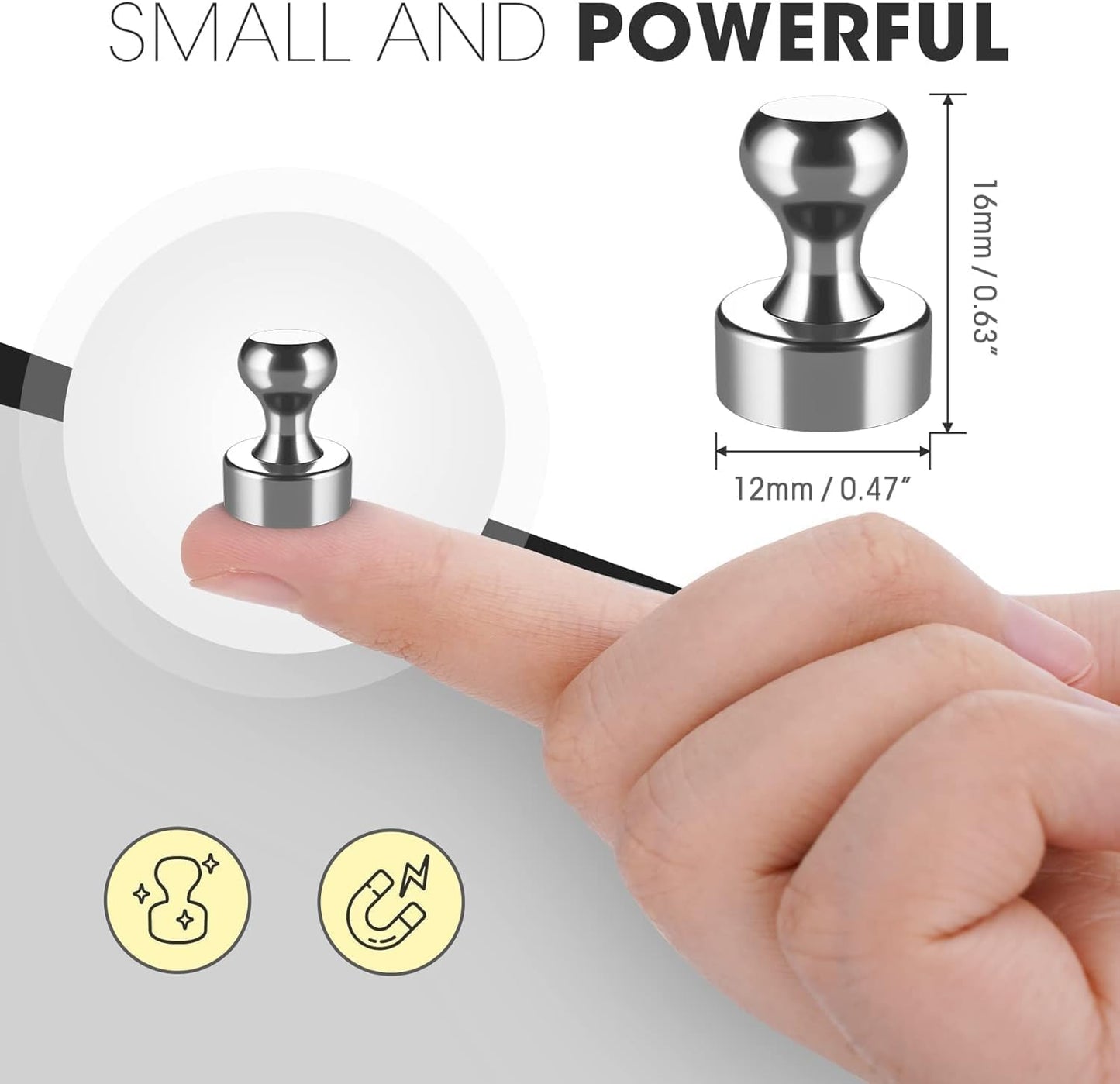 Grtard 16 Pack Magnetic Push Pins, Fridge Magnets for Whiteboard, Whiteboard Magnets Refrigerator Magnets, Small and Strong Push Pin Magnet for Office, School, Locker, and Map Magnet