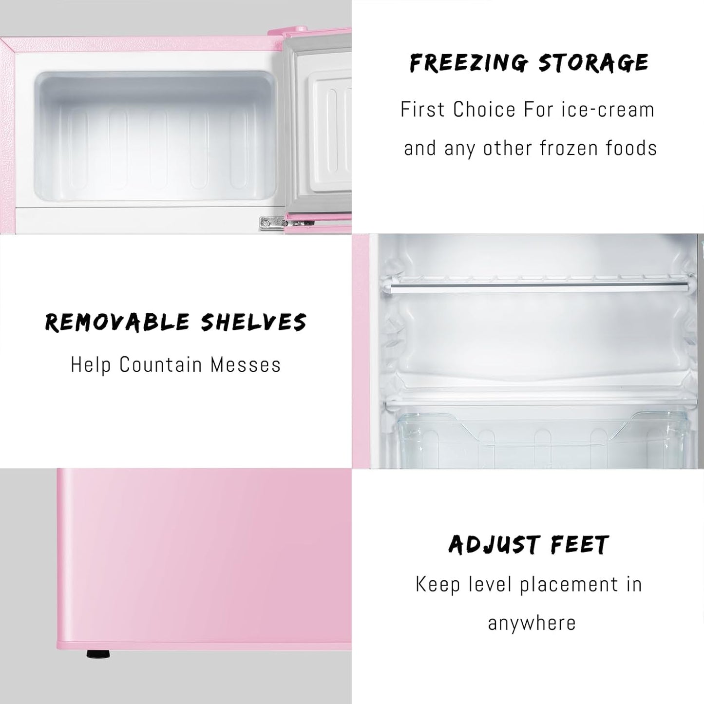 Mini Fridge With Freezer,3.2 Cu.Ft Compact Refrigerator,Mini Refrigerator With 2 Doors For Bedroom,Office,Kitchen,Apartment,Dorm(pink)