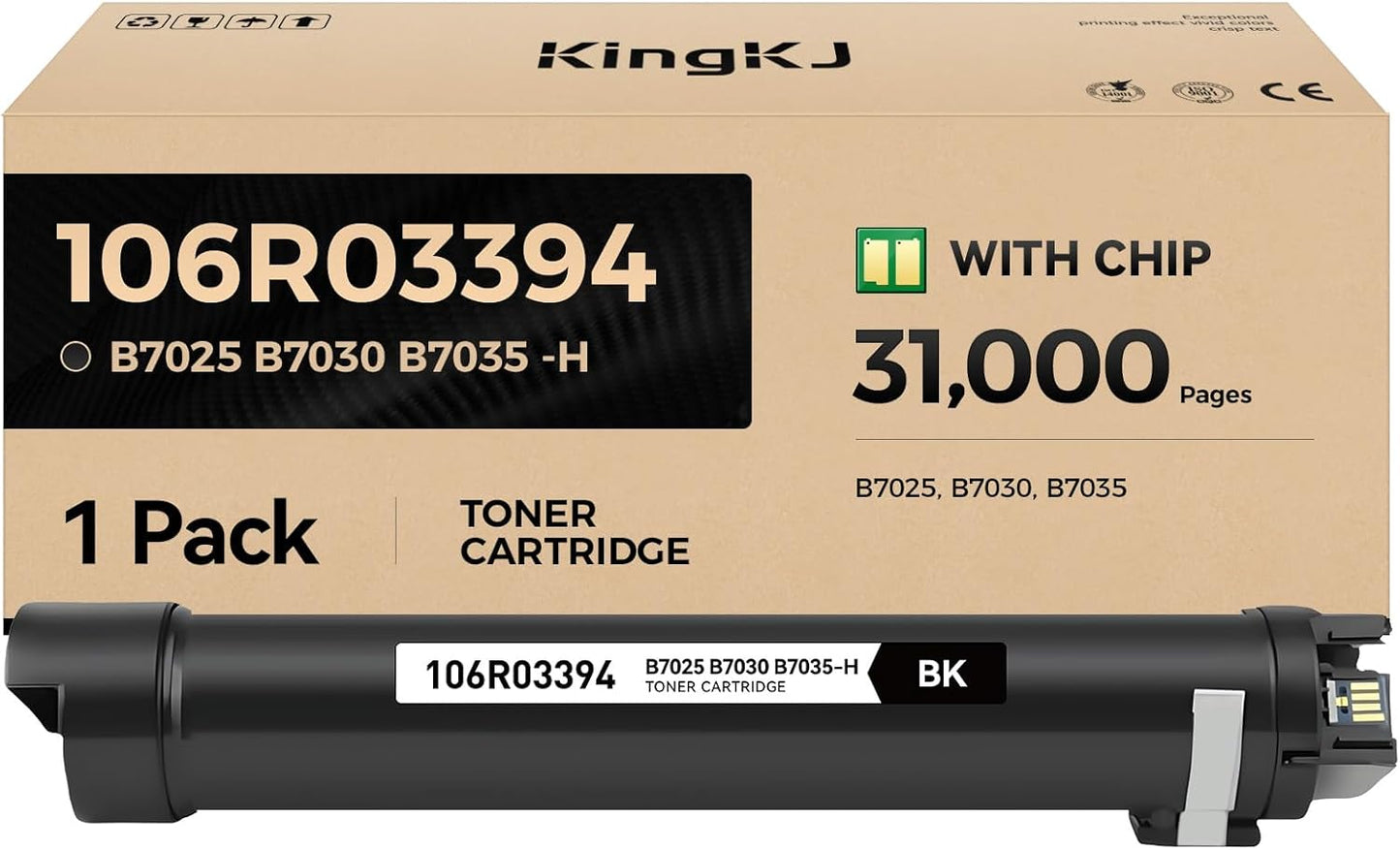 VersaLink B7025 B7030 B7035 106R03394 Black High Capacity Toner Cartridge 1-Pack Replacement for Xerox 106R03393 Toner Compatible with Xerox VersaLink B7025 B7030 B7035 Laser Printer Ink All-in-One