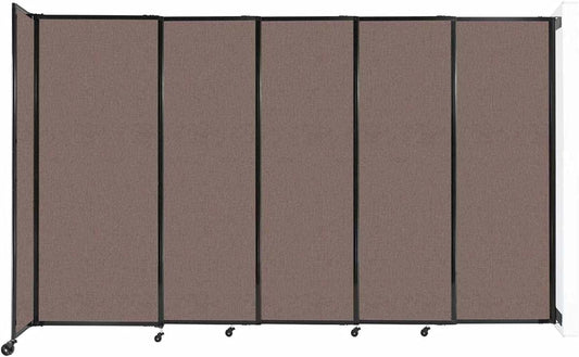 Wall-Mounted Sliding StraightWall Room Divider | Adjustable Widths | Locking Wheels | Room Separator | Up to 11'3" Wide x 6'10" Tall Latte Fabric Panels