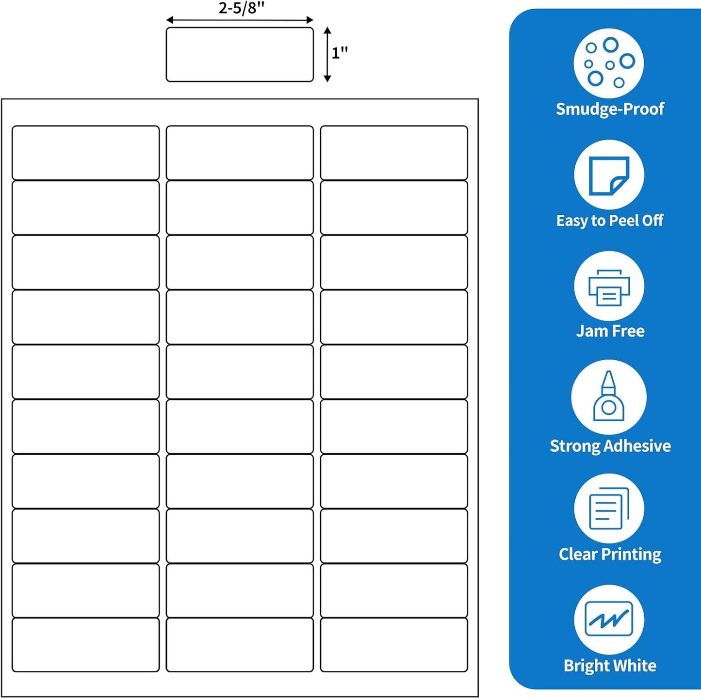 BESTEASY 30-up 8000 Sheets 1/'' X 2-5/8/'' Address Shipping Labels for Laser and Inkjet Printers, FBA Product Labels (240000 Labels) (SL-30-8000)