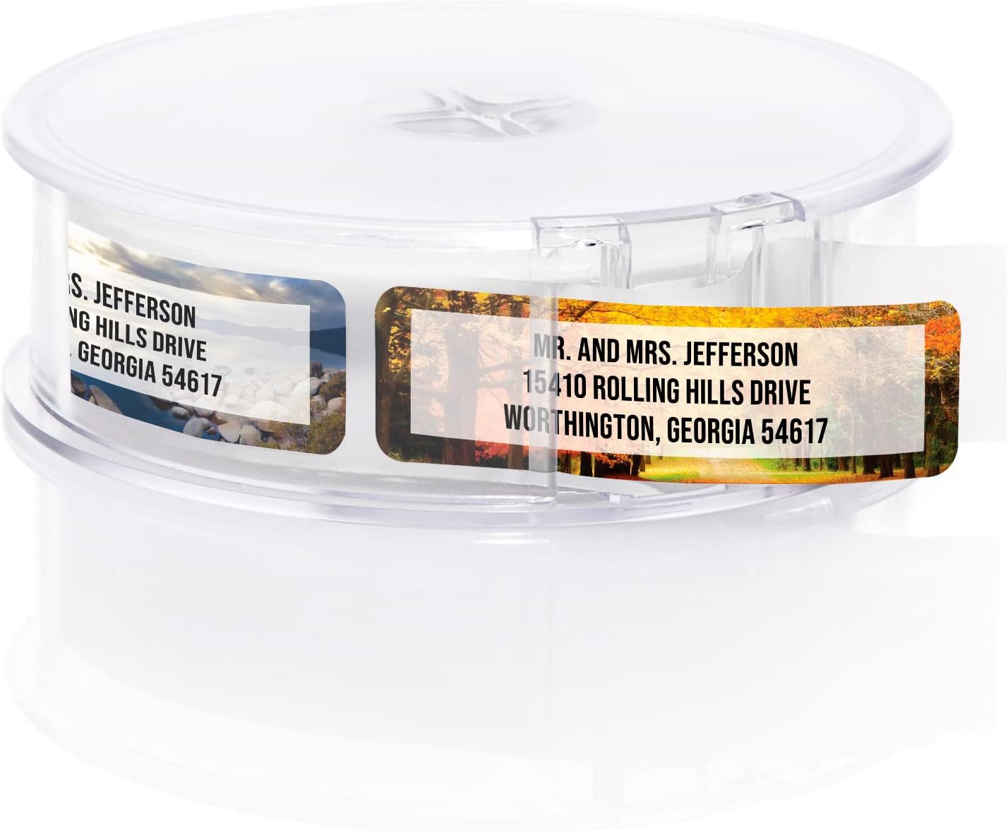 Breathtaking Landscape Rolled Address Labels / 500 Personalized Return Address Labels/Designer Address Stickers in Elegant Plastic Dispenser
