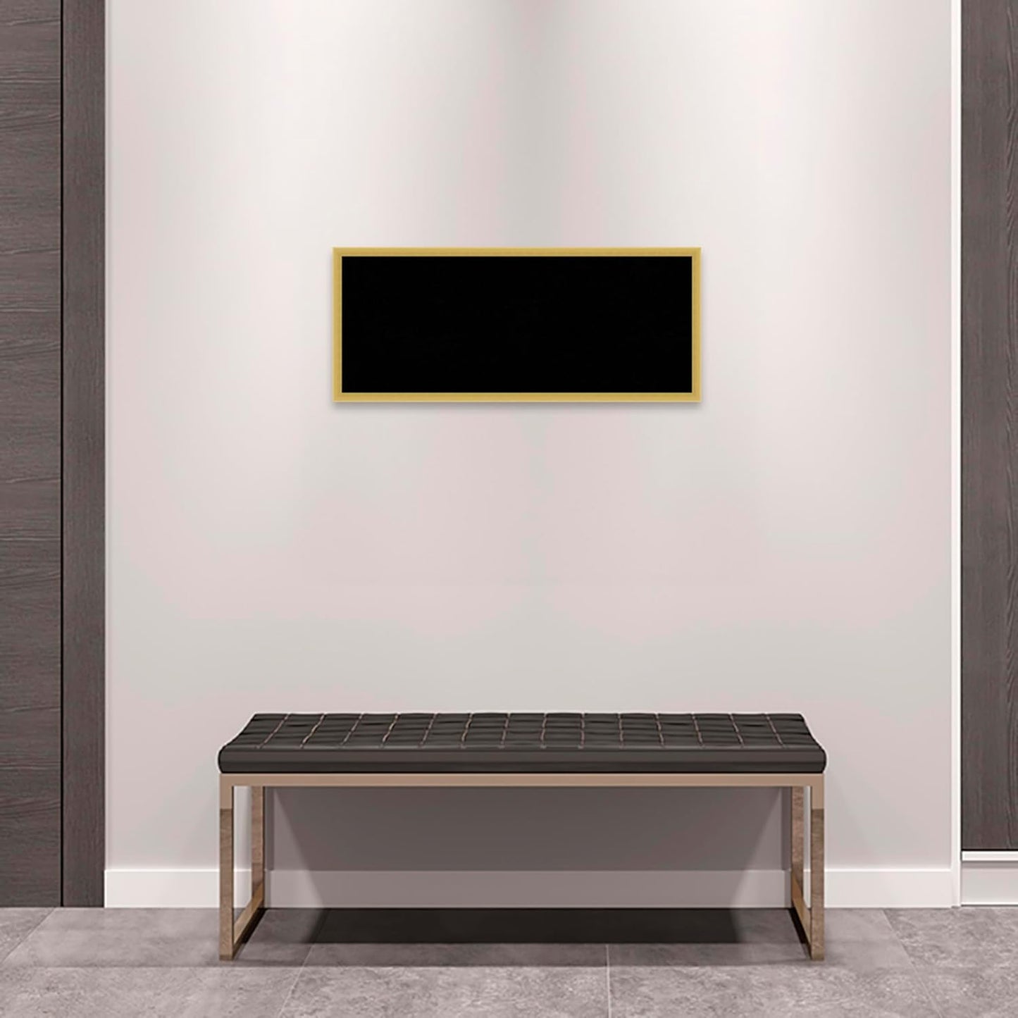 Amanti Art Black Cork Board for Wall, 13x31 Vision Board with Gold Wood Frame, Medium Corkboard Office Decor for Home Organization, Modern Contemporary Corkboard Pinboard to display items for home