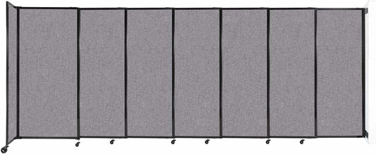 Wall-Mounted Sliding StraightWall Room Divider | Adjustable Widths | Locking Wheels | Room Separator | Up to 15'6" Wide x 6' Tall Cloud Gray Fabric Panels