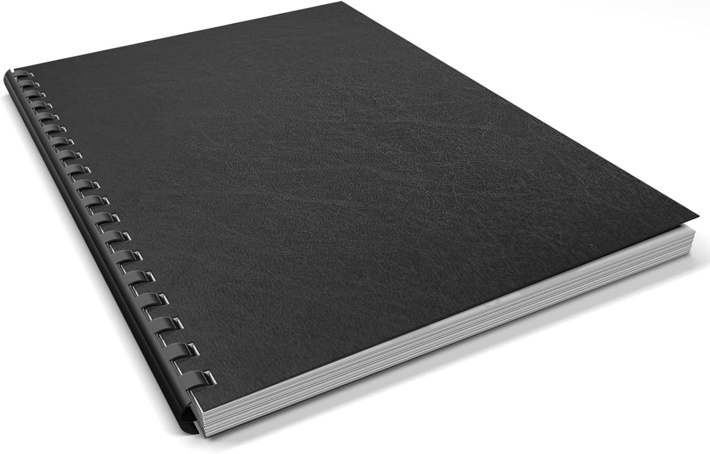 Binditek 100 Pack 12 Mil Leather-Textured Midweight Polycovers, Letter Size, Plastic Binding Presentation Back Covers, 8-1/2 x 11" Square Corners, Un-Punched, Black