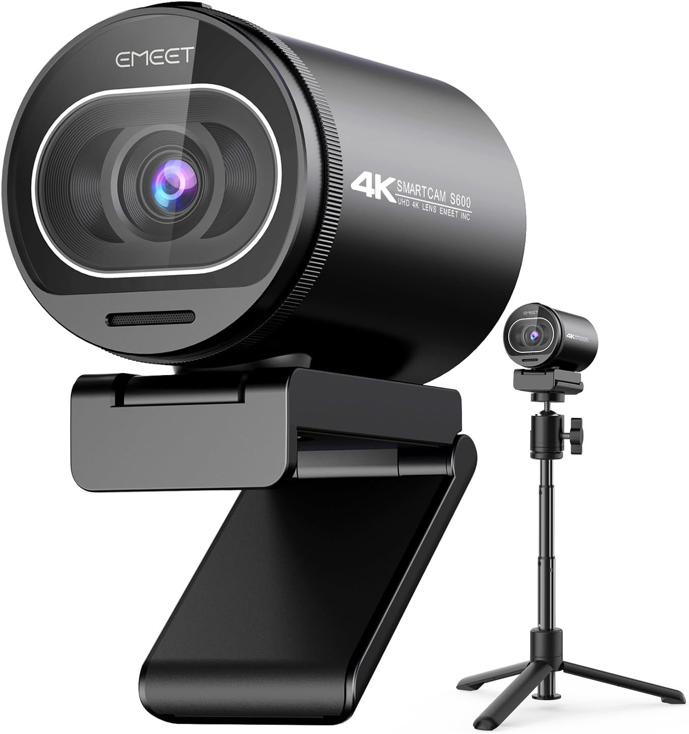 EMEET S600 4K Webcam with Tripod for Streaming - Sony 1/2.5'' Sensor, PDAF Autofocus, 1080P@60FPS, 2 Noise Reduction Mics, Built-in Privacy Cover, 73° FOV, Streaming Webcam for Product/Game/Beauty