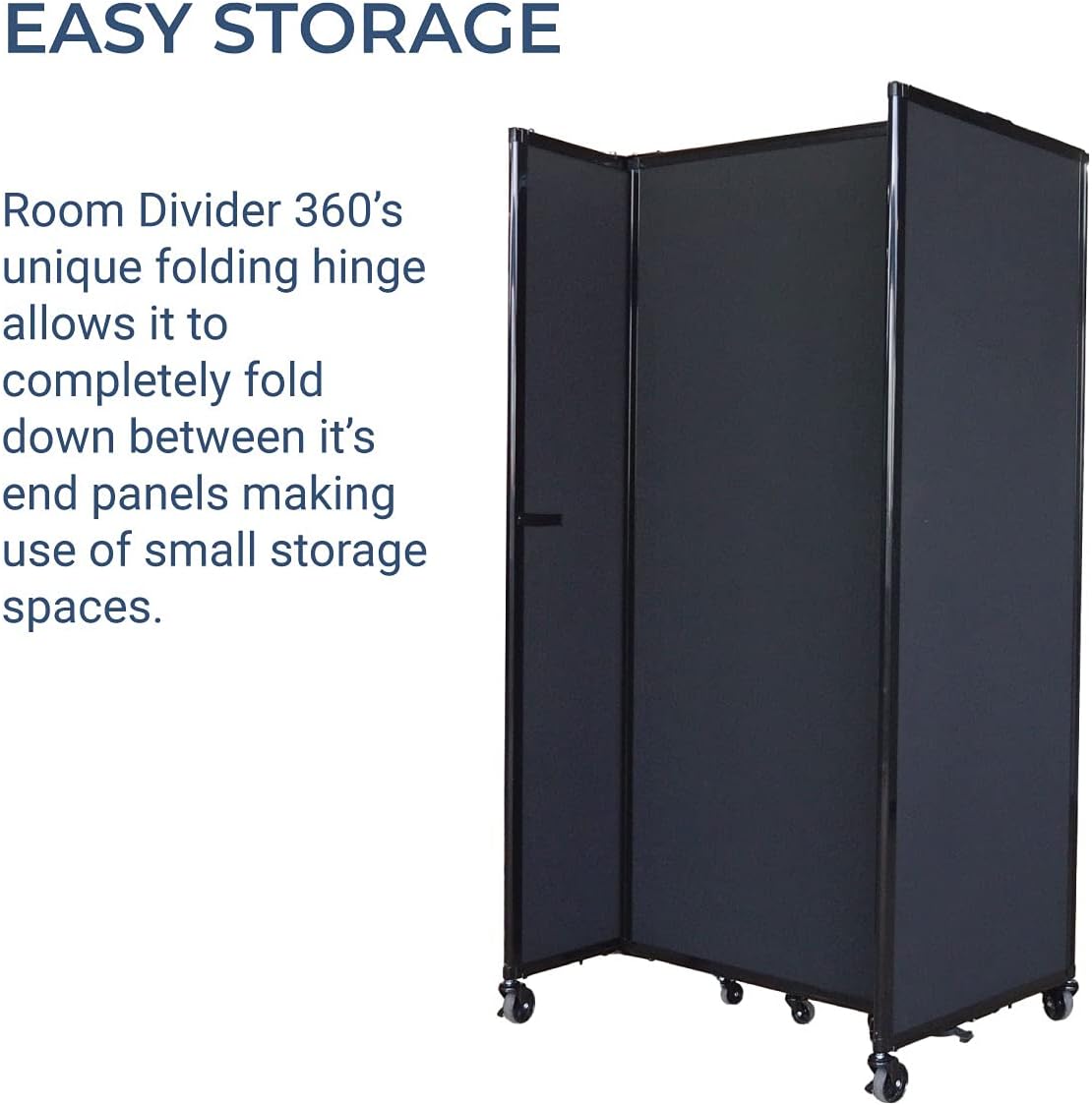Versare Room Divider 360 Portable Wall Partition | Folding Panels | Large Freestanding Divider | Locking Wheels | Temporary Room Separator | 25' x 7'6'', Blue Spruce