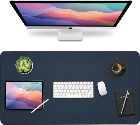 Vine Creations PU Leather Desk Pad, 36" x 20", Non-Slip, Dark Blue