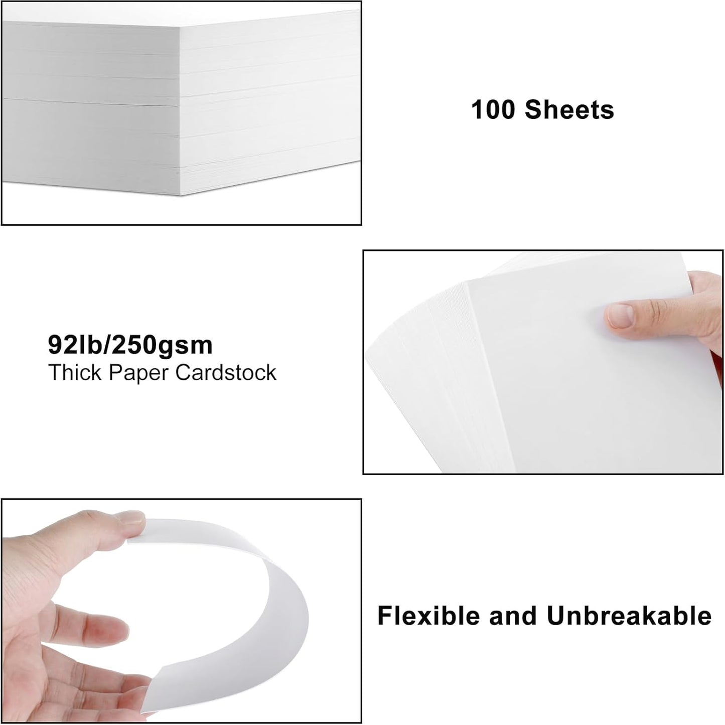 OcePor 100 Sheets Cardstock 5”x 7”,Blank Card Stock 92lb/250gsm, Thick Heavy CardStock Printer Paper for Wedding Invitation, Greeting Cards Making, Postcards, Photos