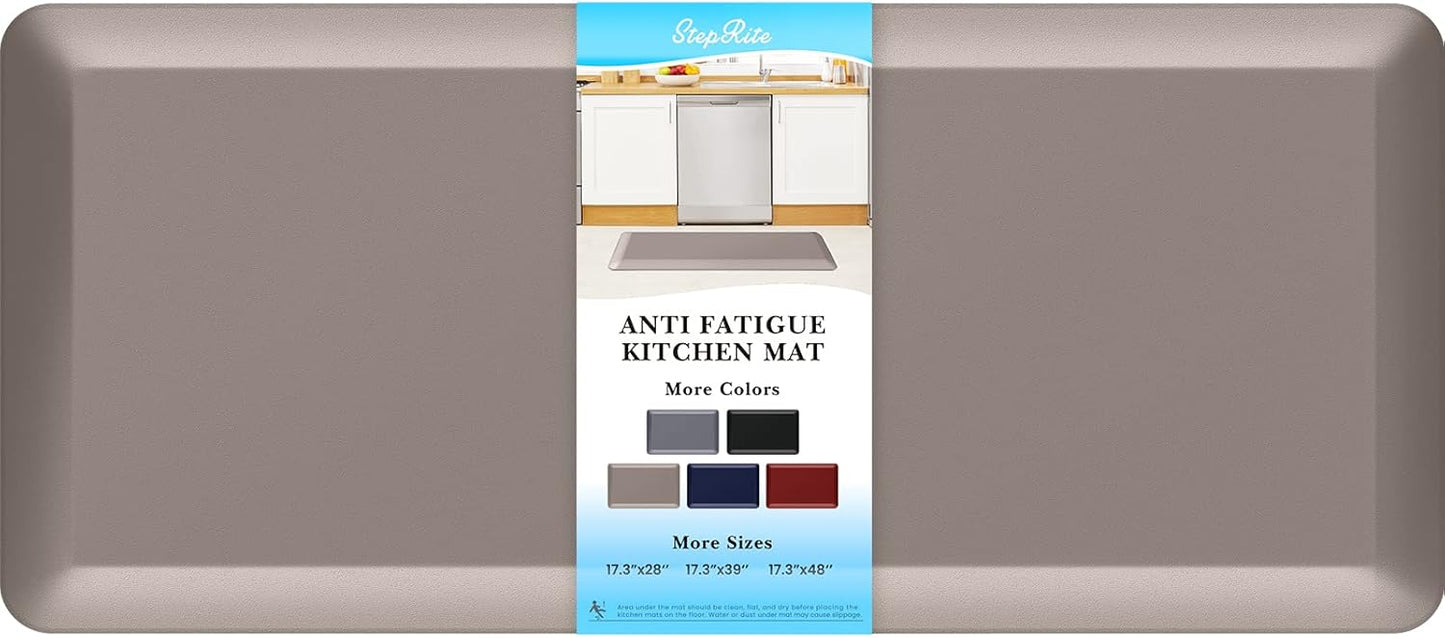 StepRite 4/5 Inch Thick Kitchen Mat Anti Fatigue Mat Kitchen Rugs Kitchen Decor Non-Slip, Stain Resistant, Waterproof Kitchen Mats Desk Mat for Kitchen, Office, Workshop, Khaki, 17'' x 39''
