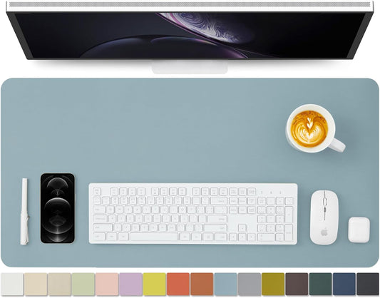 Leather Desk Mat - Non-Slip PU Desk Pad for Office and Home - Desk Organization and Accessories - Ideal for Large Mouse Pad and Desk Mats on Top of Desks (Light Blue,31.5"x 15.7")