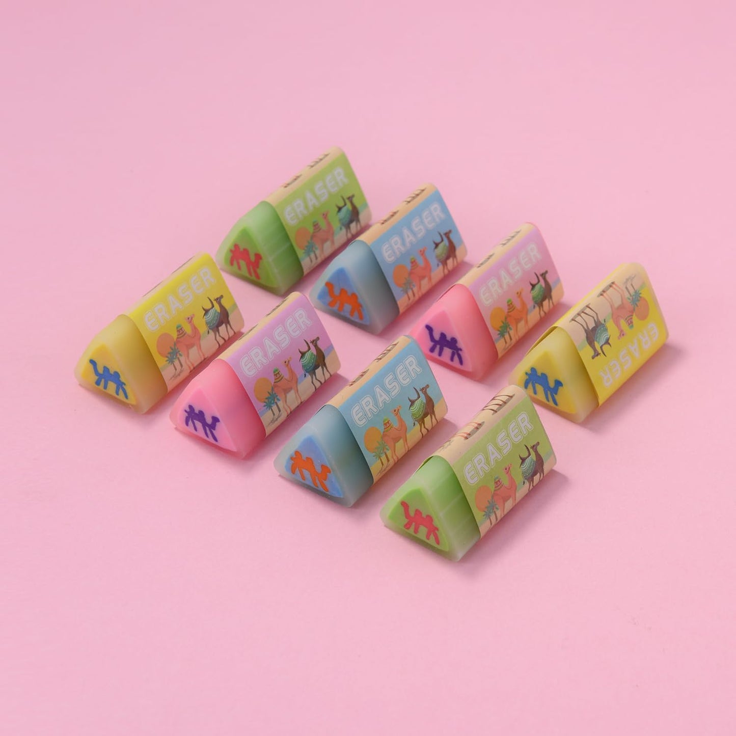 16 Camel Jelly Erasers for Kids, Kawaii Animal Shaped Rectangular School Supplies