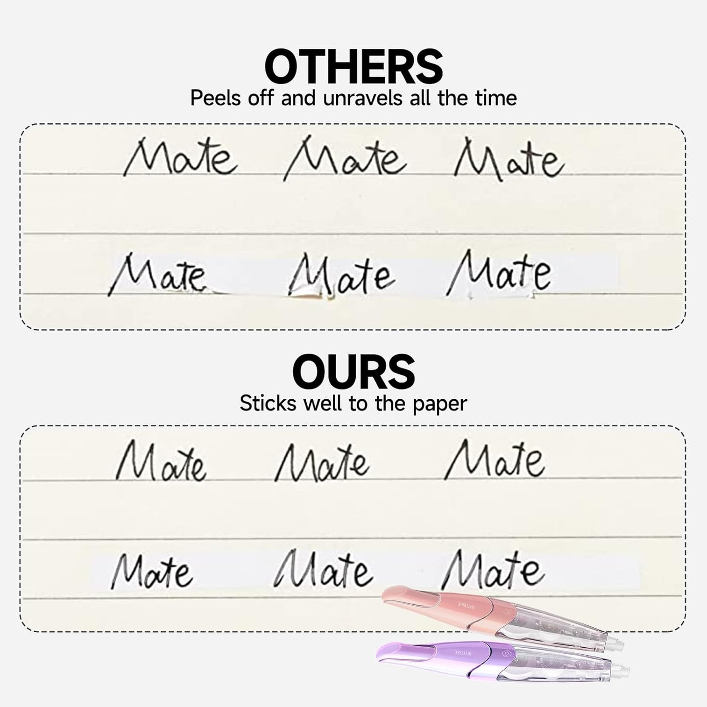 White Correction Tape, Retractable Refillable Correction Tape, With Smooth Pull Out Tape Applicator, Aesthetic Cute Correction Pen for Office Supplies