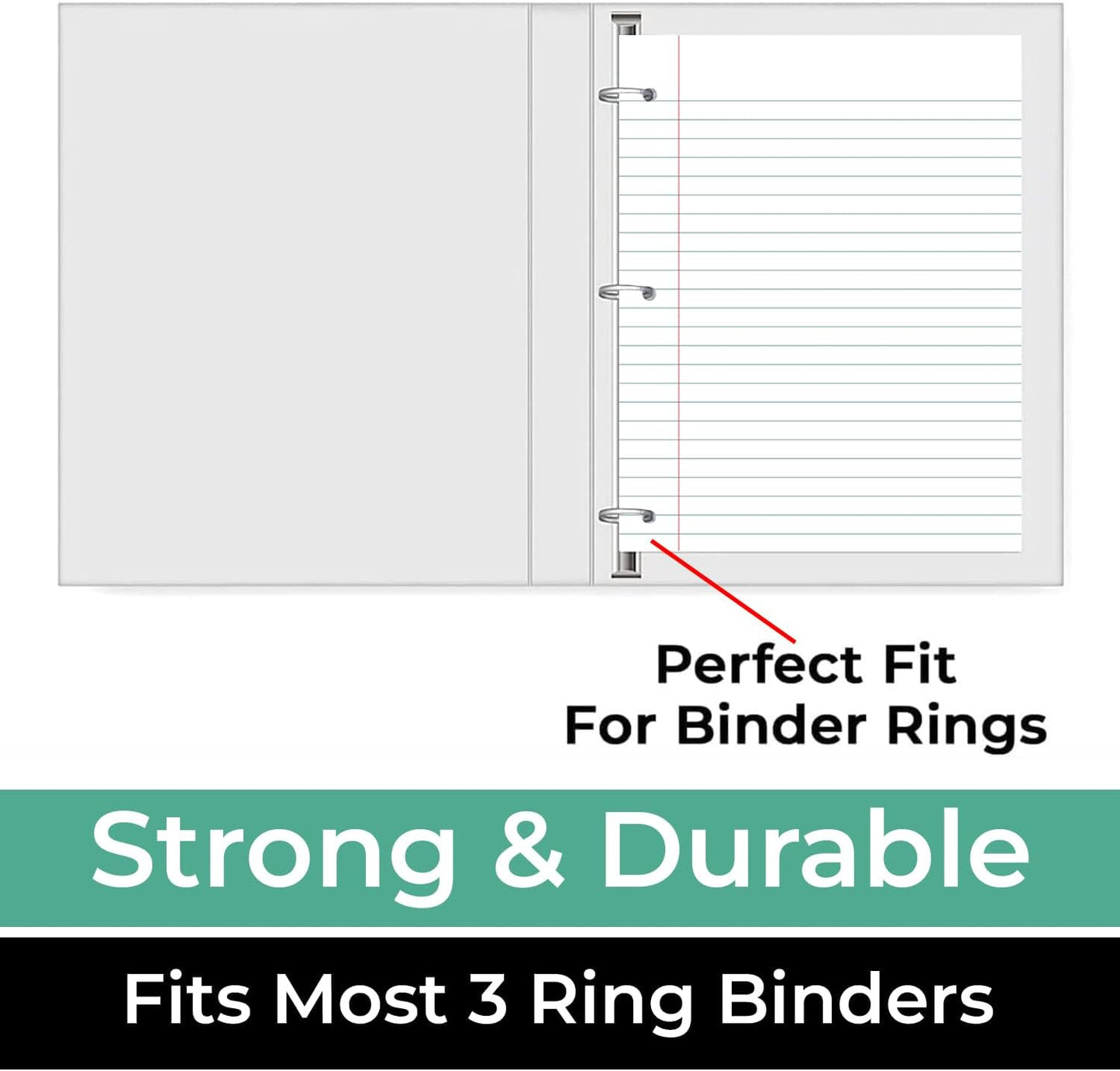 Loose Leaf Paper, 900 Sheets, 6 Pack, Wide Ruled, 8" x 10.5", 56 gsm Bulk Office Filler Sheets, 3 Hole Punched, 150 Sheets/Pack, Wide Ruled for 3 Ring Binder, Notebook Paper, White