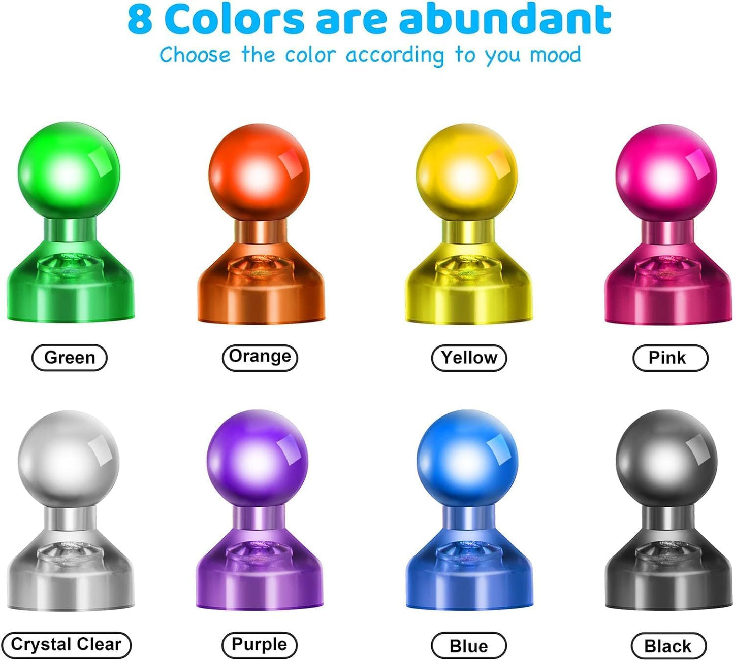 90 PCS Colorful Strong Magnetic Push Pin Magnets, Office/Classroom Magnets,8 Assorted Color, Perfect to use as Kitchen Home and School, Map Magnets,Whiteboard Magnets