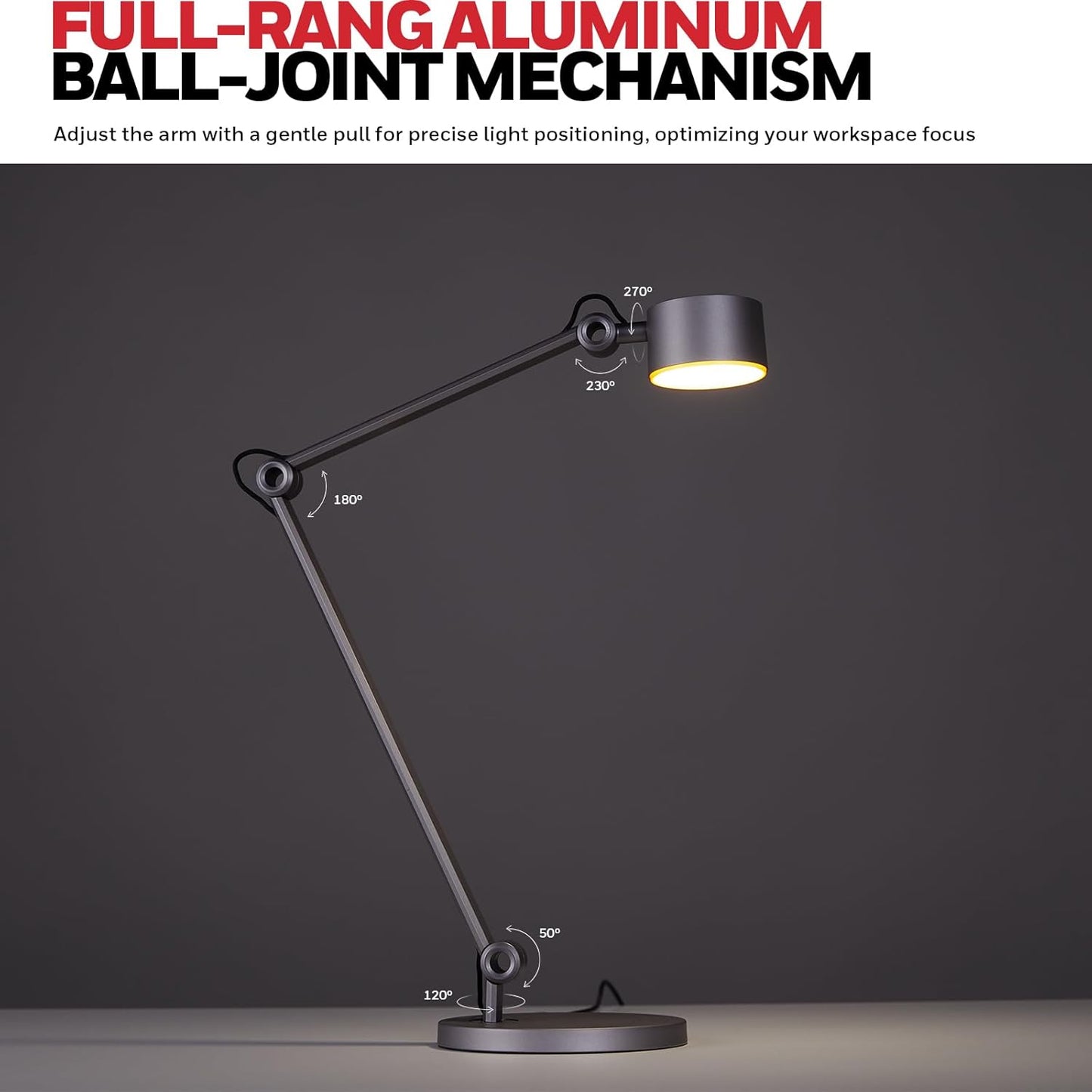 Honeywell LED Desk Lamp, 01A Sunturalux Desk Light for Home Office, 4000K Dimmable Eye Caring Natural Light Architect Lamp with Metal Swing Arm Lamp for Desk Craft Reading