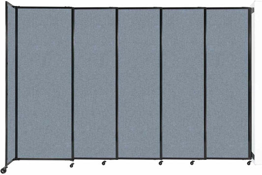 Wall-Mounted Sliding StraightWall Room Divider | Adjustable Widths | Locking Wheels | Room Separator | Up to 11'3" Wide x 7'6" Tall Powder Blue Fabric Panels