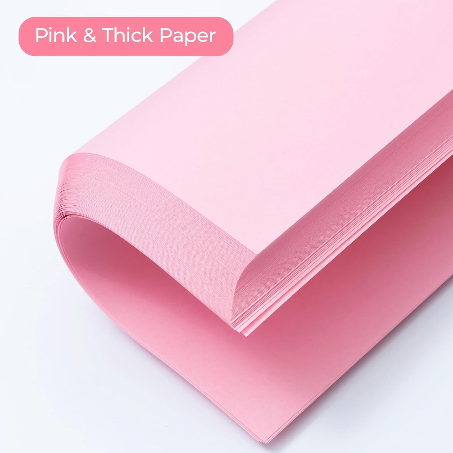 M&G 100 Sheets Pink Copy Printing Paper, 8.3 X 11.7 inch Colored Printer Papers, Pink Construction Paper for Card Making Scrapbooking School Office Party DIY Craft