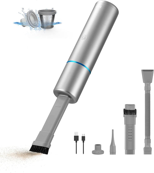 Brigii Crevice Vacuum, Handheld Vacuum & Air Duster & Hand Pump 3 in 1, Cordless Mini Vacuum, 3 Kinds of Crevice Nozzles, Lightweight 1lbs,USB Rechargeable-M2