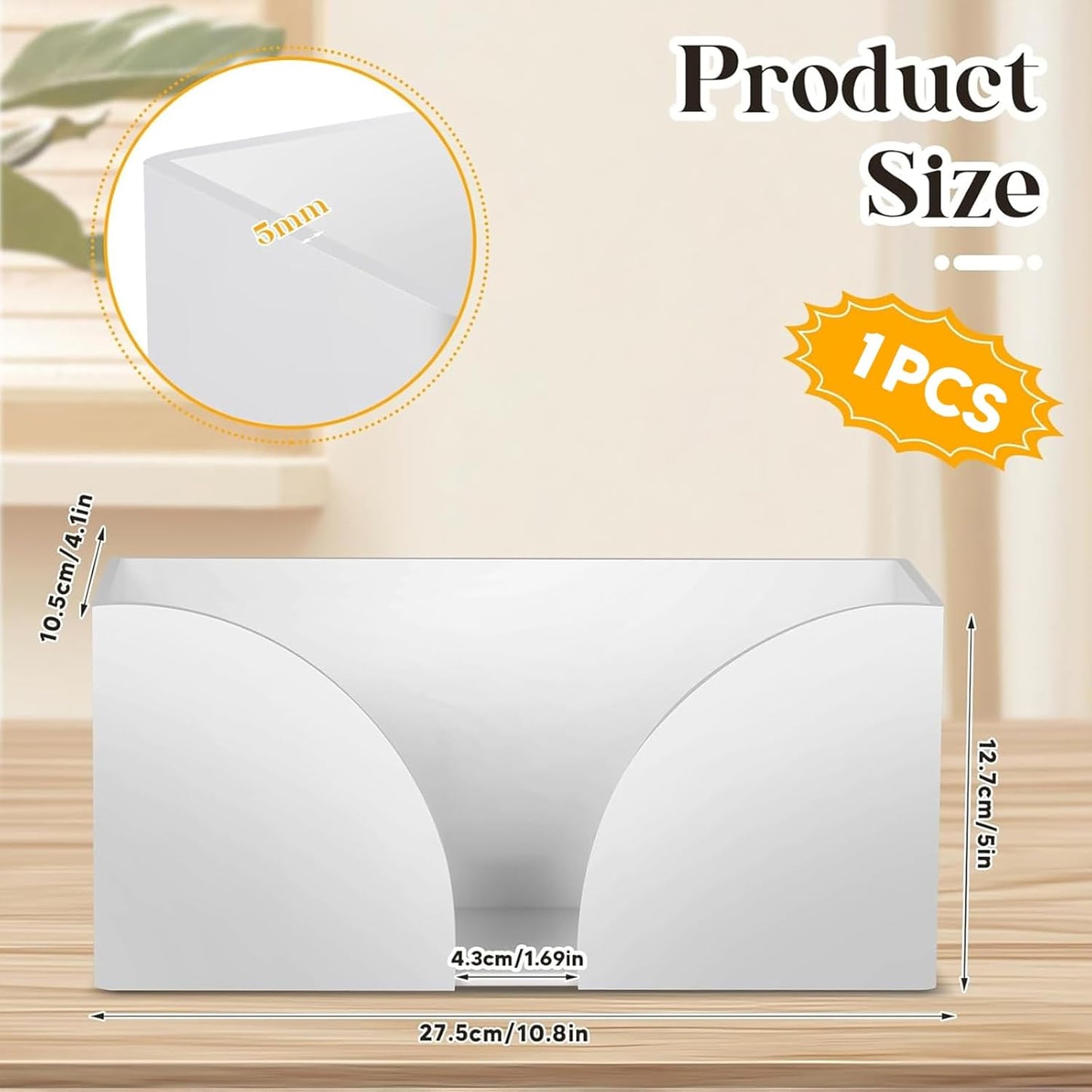1PCS White Paper Towel Dispenser Countertop, Acrylic Paper Towel Holder for Bathroom Folded Countertop Paper Towel Holder Trifold Napkin Holder for Z-fold, C-fold, MultiFold Trifold - Home Kitchen