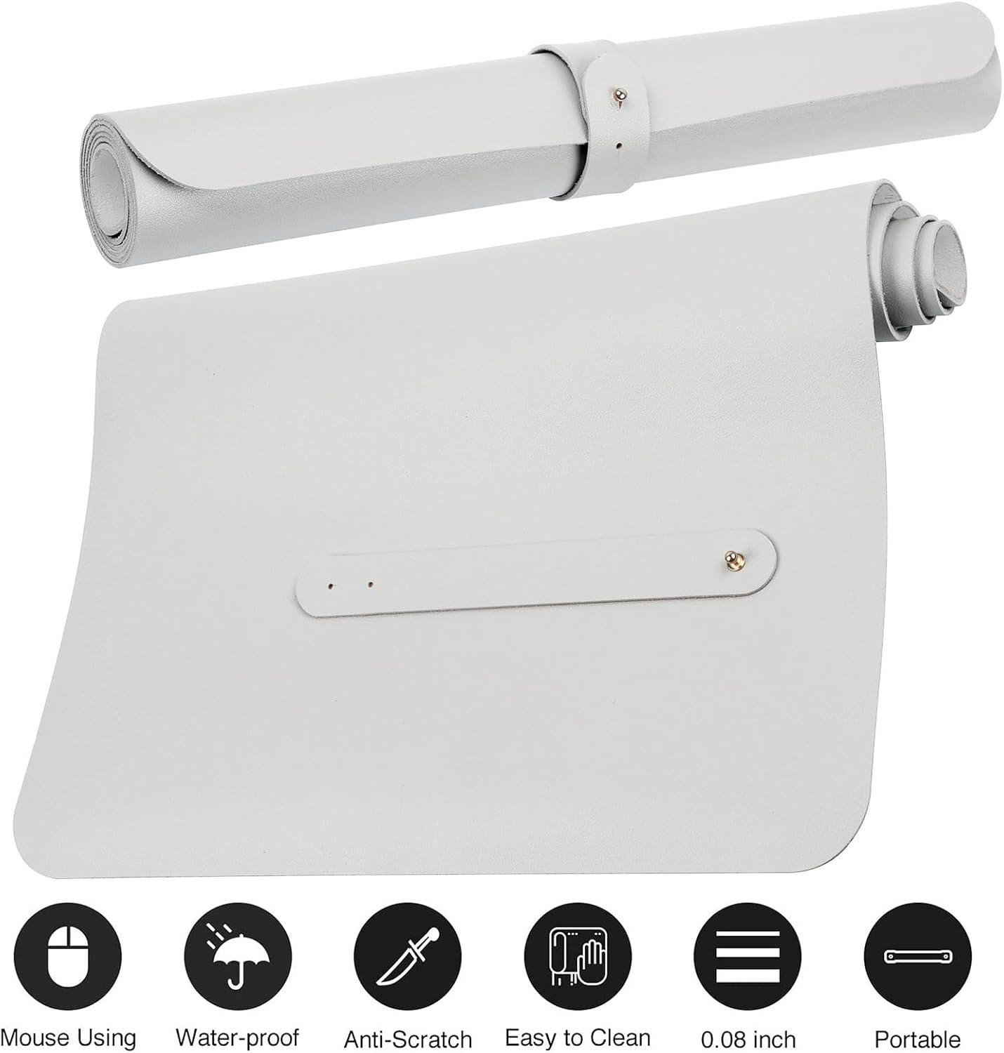 Boutilon Leather Desk Pad Protector,Non-Slip Mouse Pad,Laptop Desk Pad,Office Mouse Mat,Waterproof Leather Desk Blotter,Desk Writing Pad for Office and Home (XXXL-White,47"x 24")