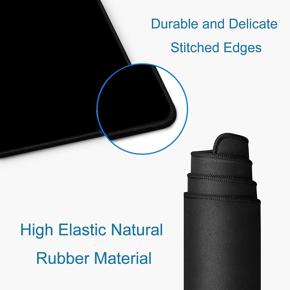 Large Mouse Pad, Black Long Mouse Pads for Desk, Keyboard Desk Mouse Mat, Non-Slip Gaming Mousepad for Laptop, Office, Home, 31.5" x 11.8"