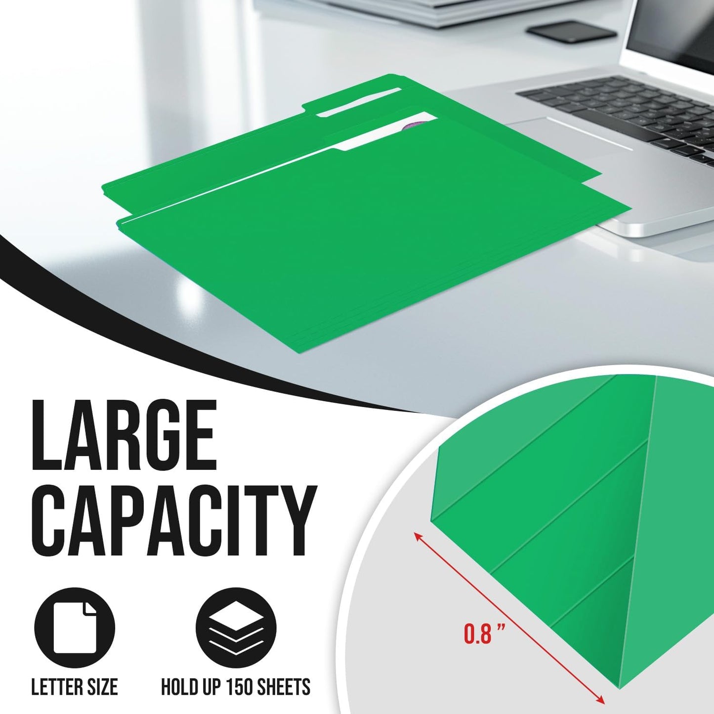 File Folders,IntoJoy 120 Pack Colored File Folder Letter Size, 1/3 Cut Tab Filing Folders for Office School Business File Document Organization,Green