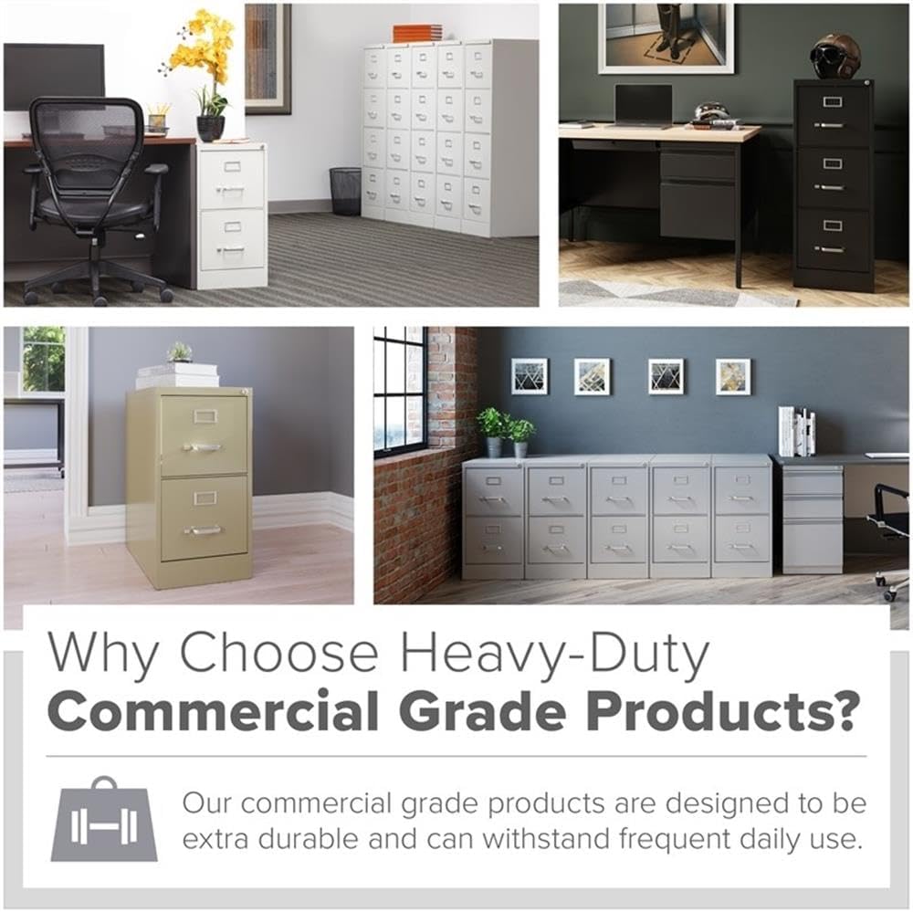 Pemberly Row 4 Drawers 52" Vertical Gray Metal Filing Cabinet Lockable Pre-Assembled Stationary Letter Size for Home, Office