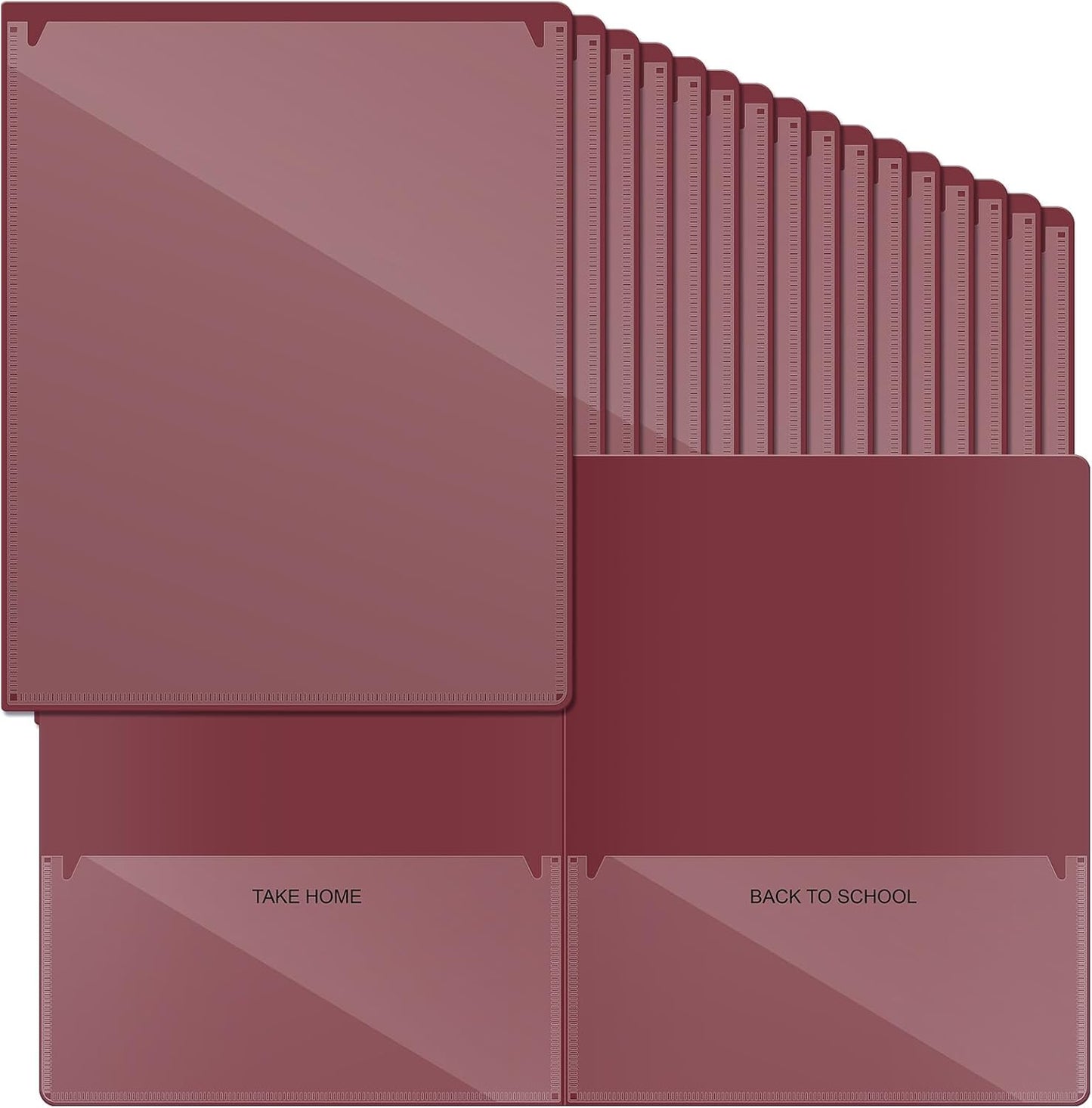 Henoyso 72 Pcs Plastic Take Home Folders with 2 Pockets Parent Teacher Classroom Communication Homework Folder for Students Parent Teacher Connect (Dark Red)