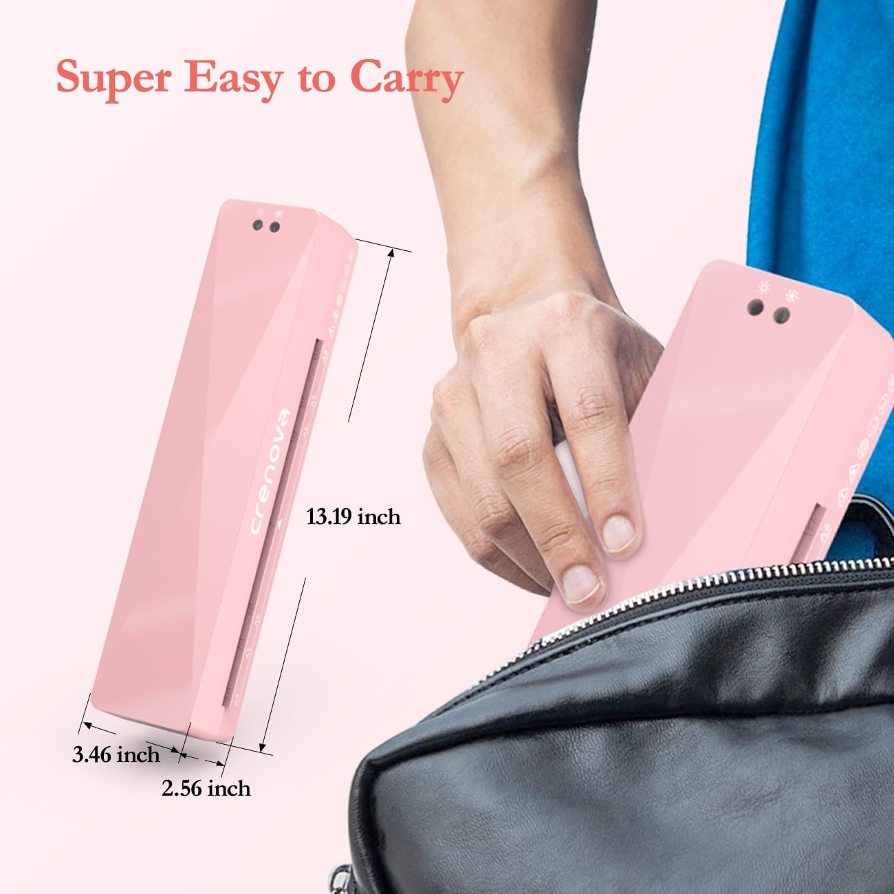 Crenova A4 Laminator Machine 4 in 1 Personal Desktop Hot & Cold with 10 Laminating Pouches No Bubbles 9 Inch Thermal Laminator for Home Office School Business Use Pink