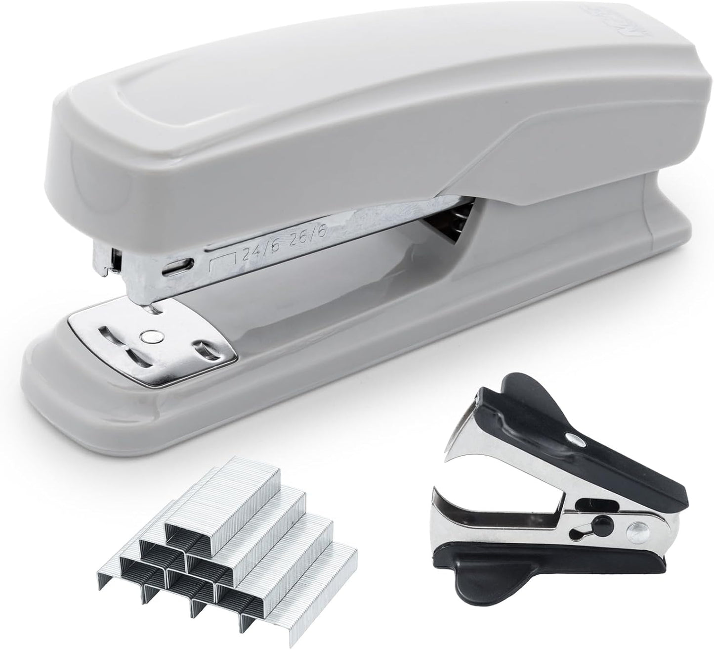 M&G Desktop Stapler with 25 Sheet Capacity, Two Binding Modes, Basic Stapler Set with 1000 Staples and Remover, Durable Staplers for Office School Home (Grey)