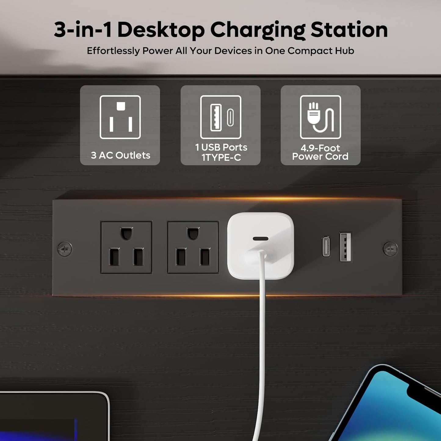 Bestier 59” Computer Desk with 4 Drawers, Office Desk with Storage, Modern Executive Desk with Charging Station, Keyboard Tray & Wooden Pedestals on Both Sides for Home Office & Studio, Black