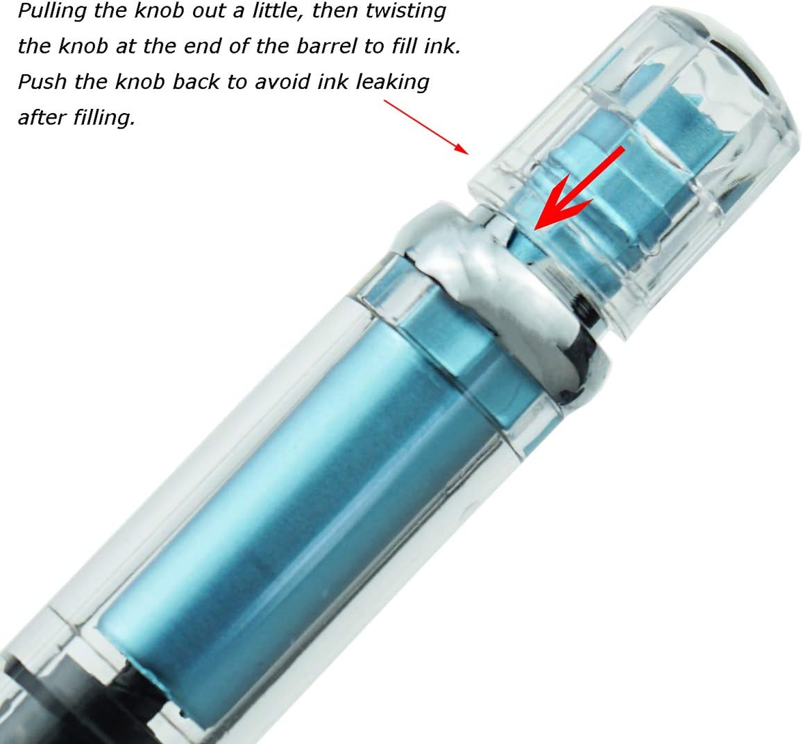 Lanxivi Yongsheng 3008 Piston Fountain Pen EF Extra Fine Nib,Transparent SilverTrim 4 Colors Set