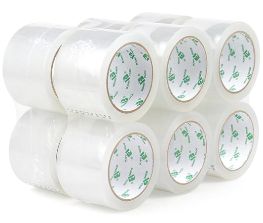 BOMEI PACK 3 inch Wide Heavy Duty Packing Tape, 2.4 Mil 3.0 Inch x 60 Yards, 12 Refills Rolls Clear Box Tape for Moving, Shipping, Mailing and Packaging