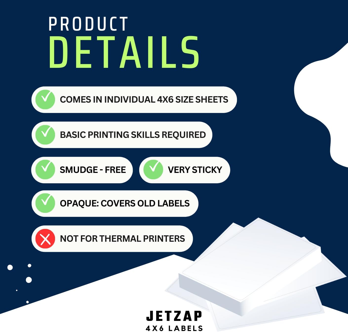 JETZAP Pre-Cut 4x6 Shipping Labels | Work on Most Inkjet and Laser Printers | Just Load & Print | USPS UPS FedEx for Home Printers | 120 Pack