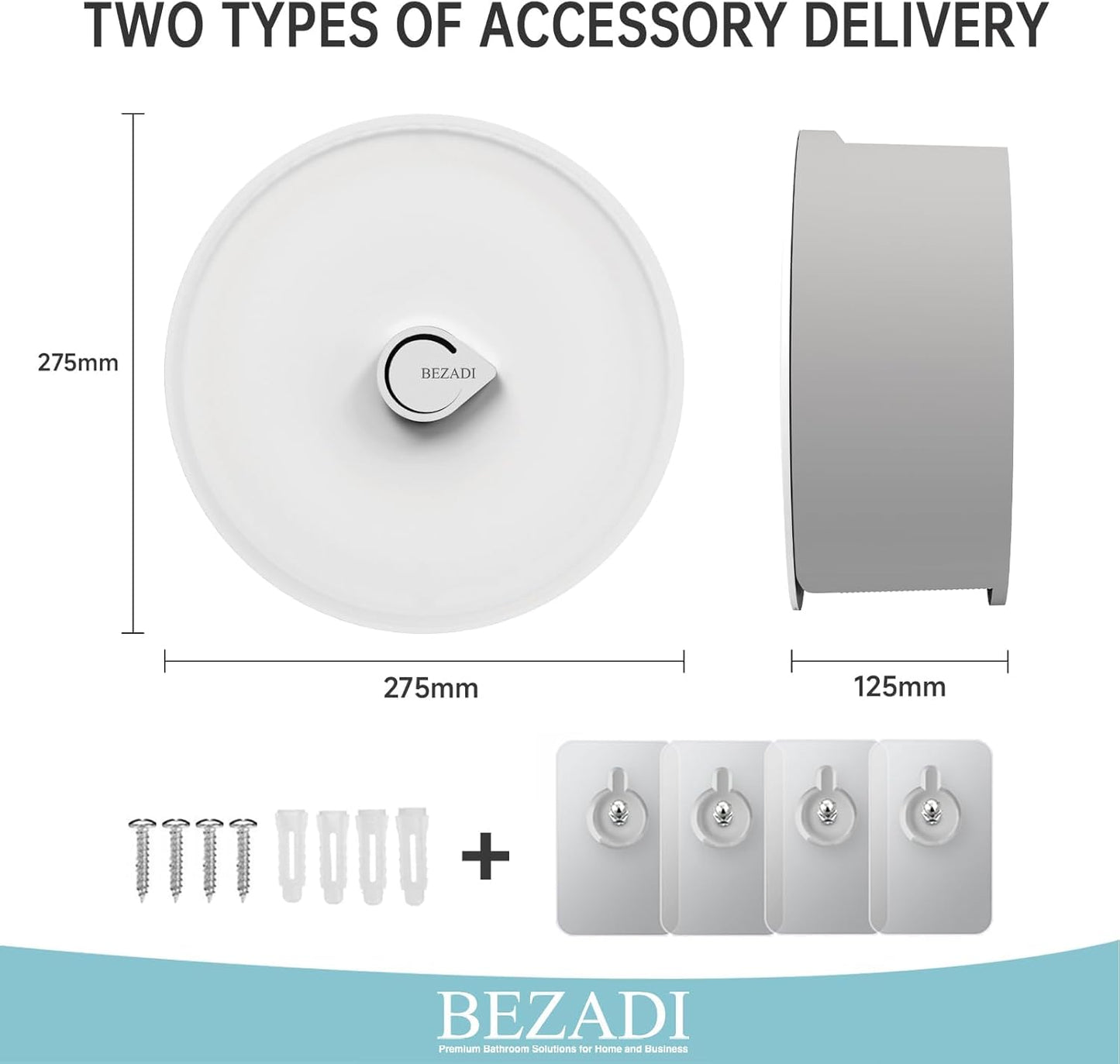 Paper Towel Dispenser Wall Mount, Jumbo Roll Toilet Paper Dispenser Key Lock Commercial Household Large Capacity White