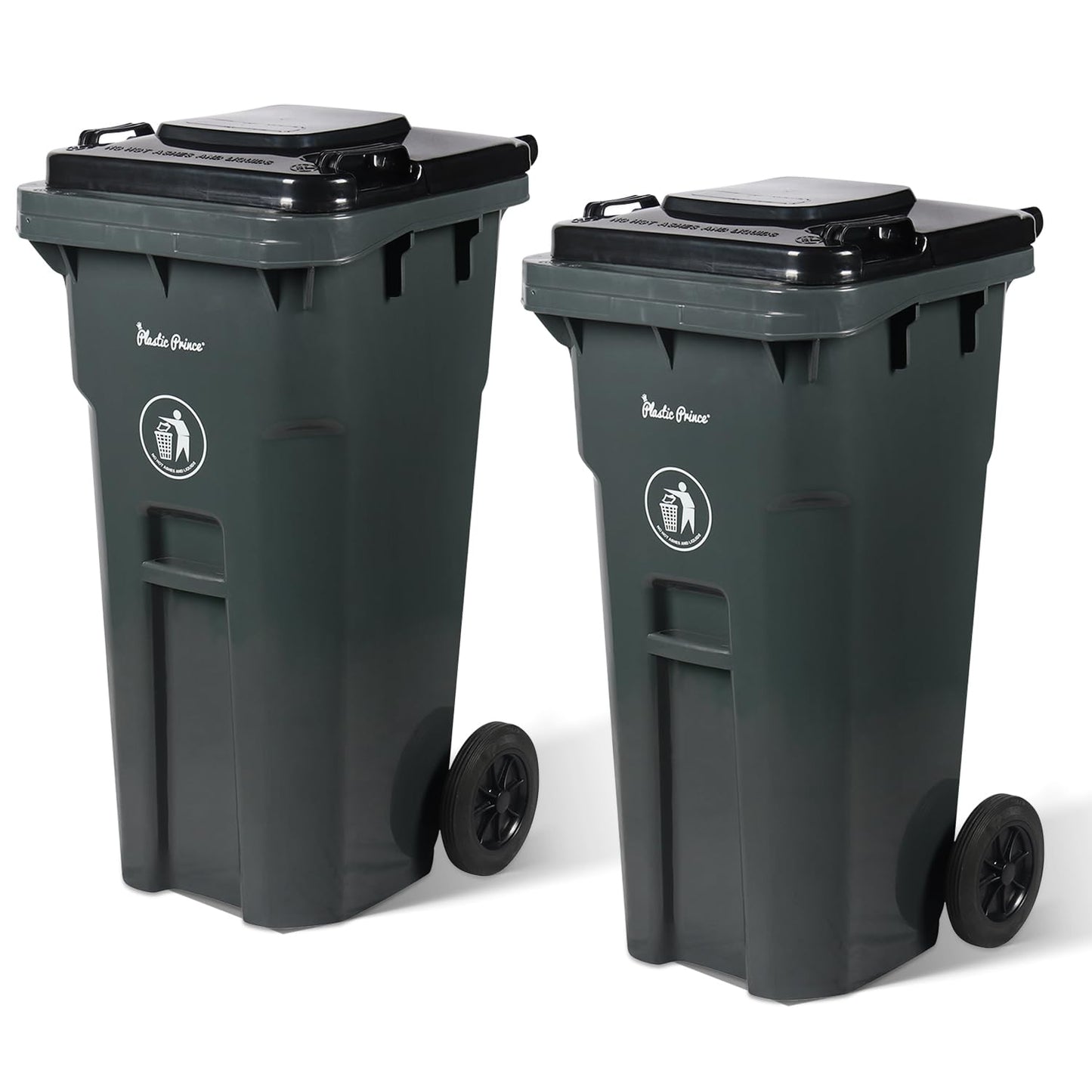 32 Gallon Trash Can with Wheels Rollout, Commercial Outdoor Trash Can Heavy-Duty Outside Garbage Can with Wheels, Gray 2 Pack