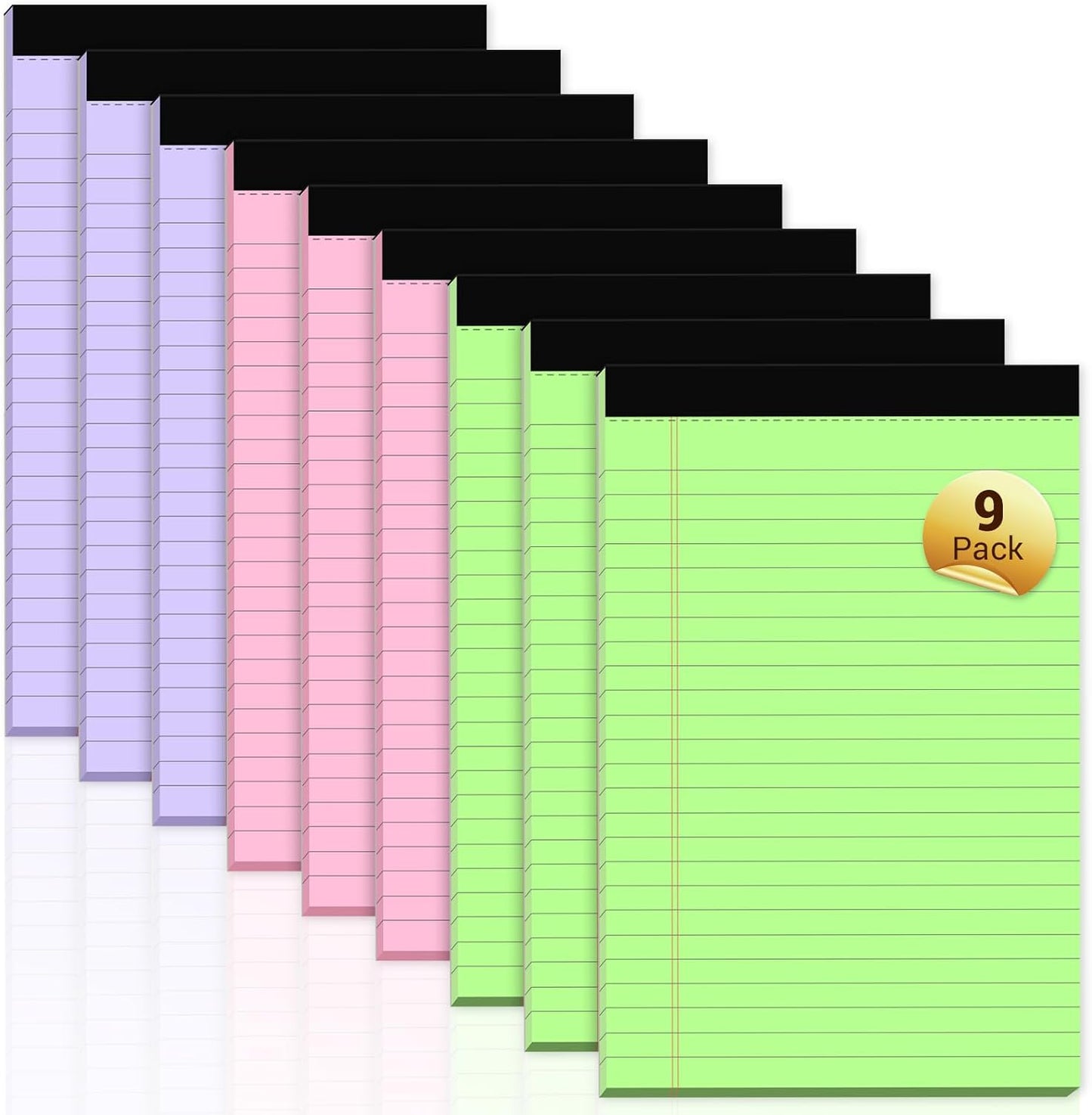 Legal Pads 5x8 Small Note Pads Colored Notepad, 9 Pack, Narrow Ruled Lined Paper, Micro Perforated Writing Pads Memo Pad, 30 Sheet/Note Pads, Notebook Paper Tablet for School, Colored Legal Pad 5x8''