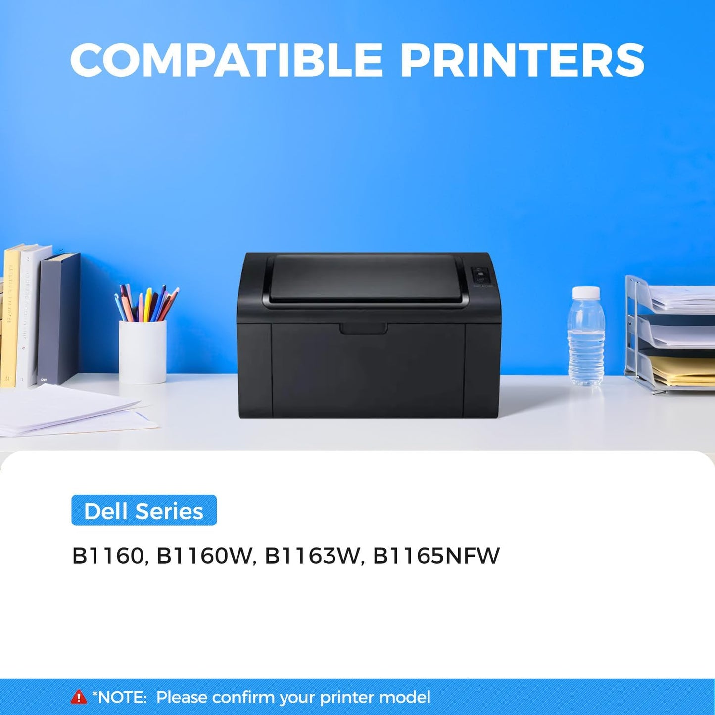 Compatible Toner Cartridge Replacement for Dell B1160 Toner Cartridge to Use with Dell B1160 B1160w B1163w B1165nfw Mono Laser Printers Ink Black 2-Pack YK1PM 331-7335 HF44N HF442 All-in-One Copier