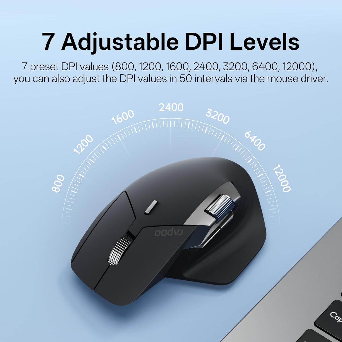 Rapoo MT760 PRO Wireless Mouse, NearLink + Bluetooth 5.0 Multi-Device, 12K DPI, 2K Polling, Ergo for Work & Gaming, 11 Programmable Buttons, On-Board Memory, Quiet Clicks, USB-C, 120 Days Battery Life