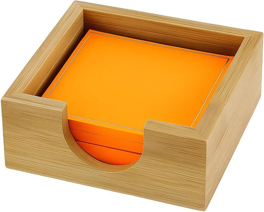 MultiBey Sticky Notes Memo Pad Holder Dispenser Original Wood Color Bamboo Desk Supplies Organizer Accessories for Office Home Schools
