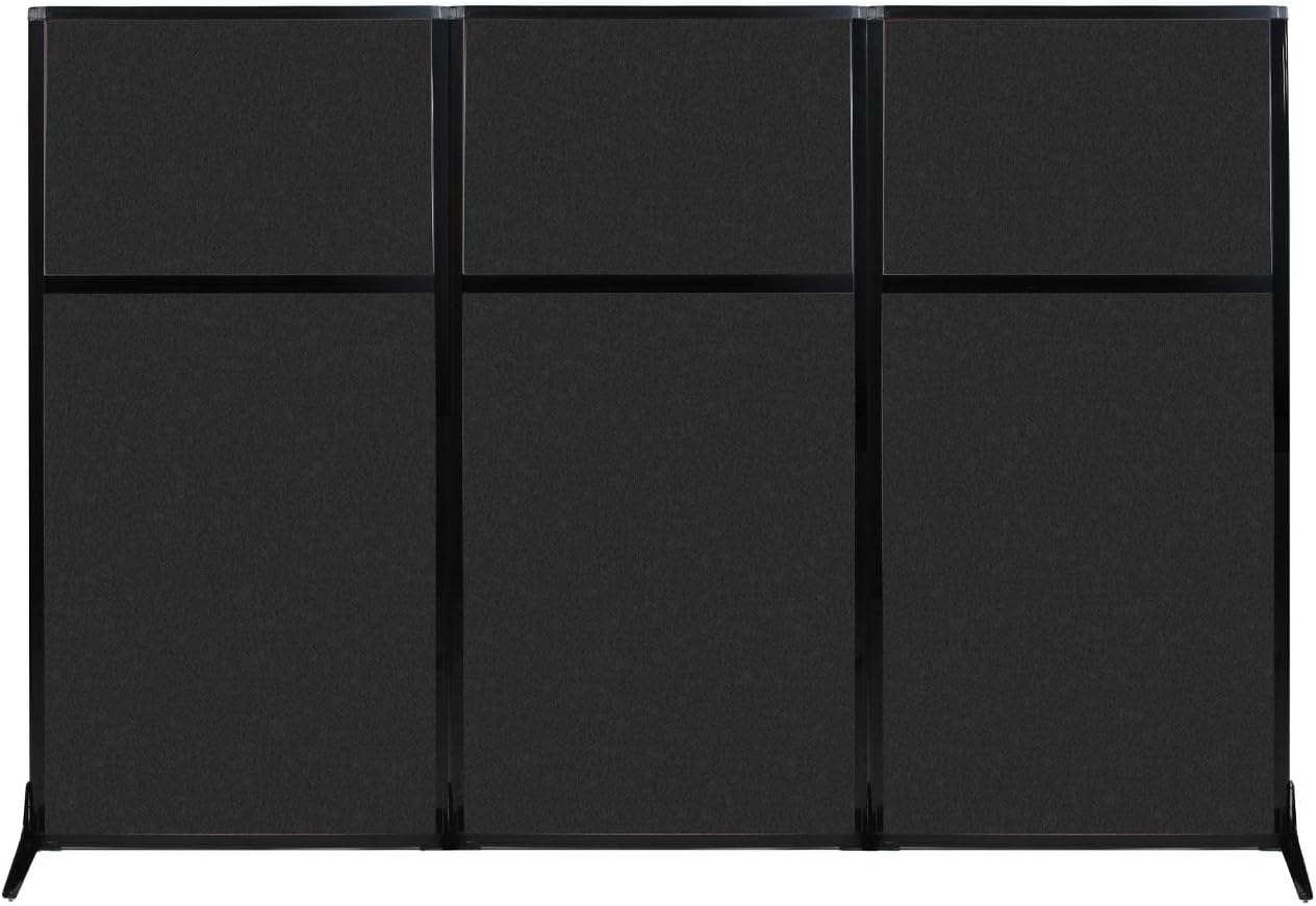 Versare Office Workstation Screen | Portable Wall Divider | Modern Cubicle | Freestanding Privacy Screen | Flexible Work Space | 3 Panels | 99" Wide x 70" Tall Black SoundSorb Panels