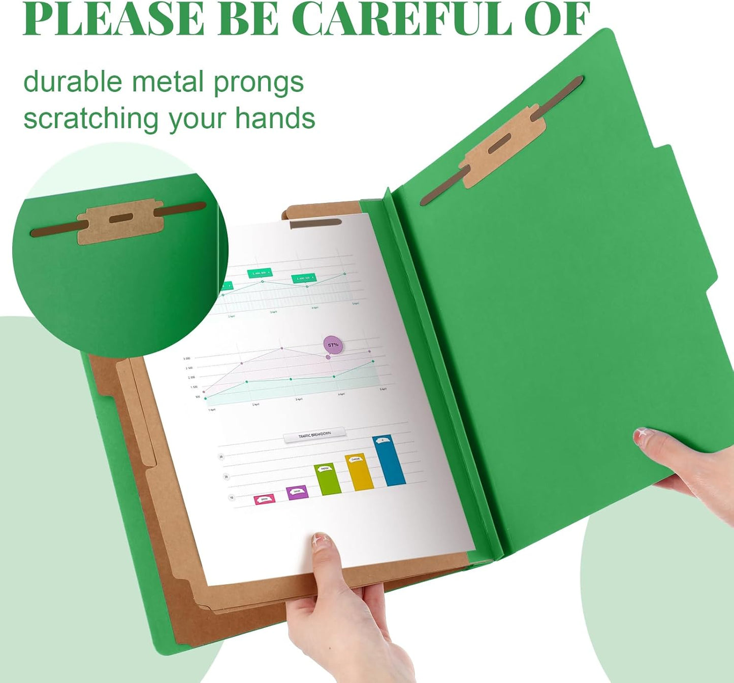 48 Pcs Classification Folders Letter Size, 3 Divider Pressboard File Folder with Fasteners, Expanding File Organizer Bulk for Teachers, Clergy, Office, Church, Christmas Donations (Green)