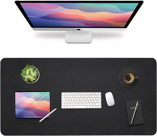 Vine Creations Leather Desk Mat Large 44" x 22", Desk Protector Mat, PU Leather Desk Pad, Non-Slip Large Mouse Pad, Desk Blotter, Desk Pads on Top of Desks, Home Office Desk Matt for Desktop (Black)