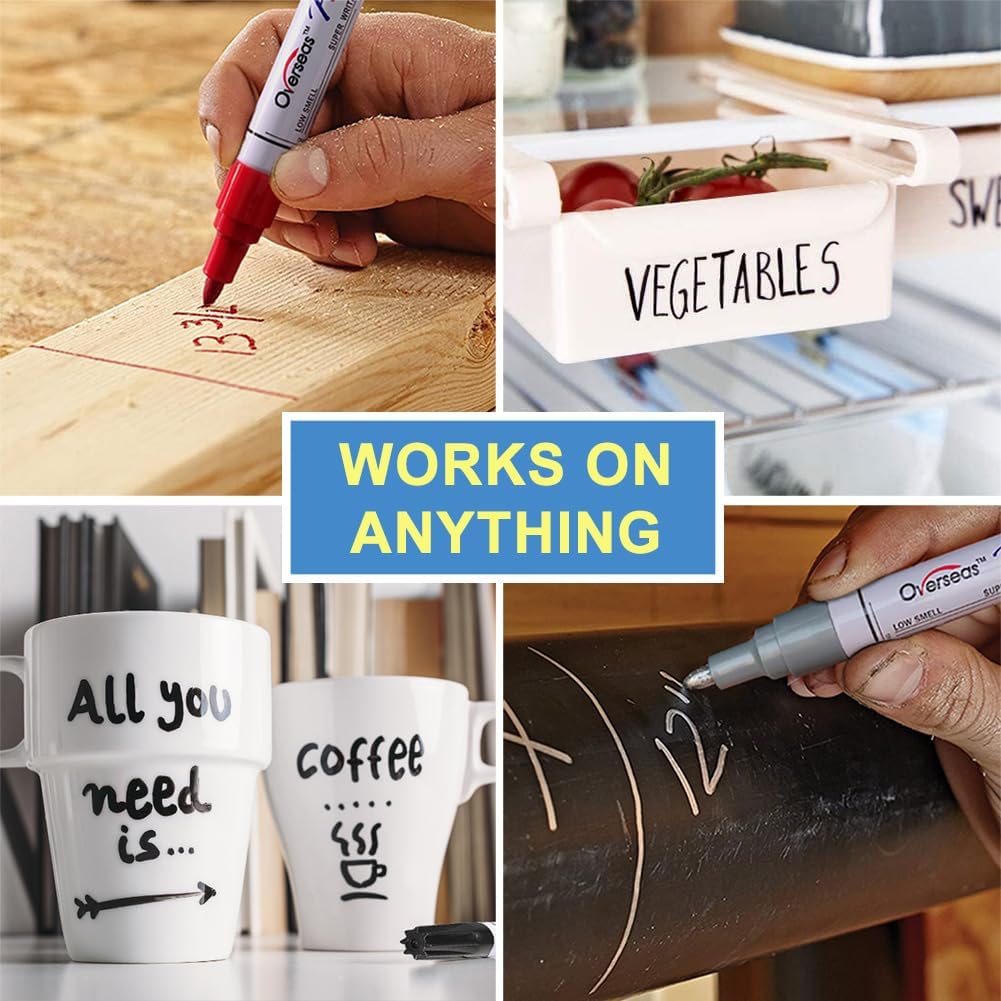 Overseas Permanent Paint Pens Light Purple Markers - 2 Pack Oil Based Paint Markers, Medium Tip, Quick Drying and Waterproof Marker Pen for Metal, Rock Painting, Wood, Plastic, Canvas, Glass, Mugs